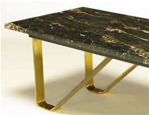 Nero Portolo Marble Table Top with Stainless Steel