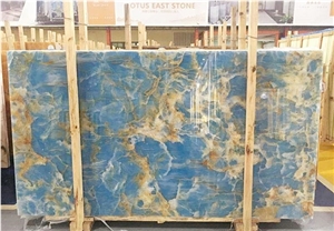 Polished Blue Onyx Marble Panel and Natural Stone