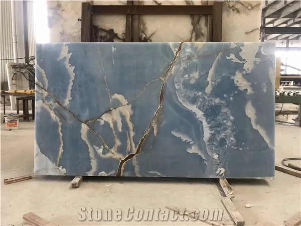 Polished Blue Sky Onyx Slab for Flooring&Walling