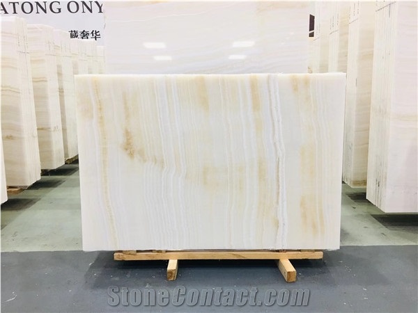 Straight Grain White Onyx Marble Tile Slab Stone
