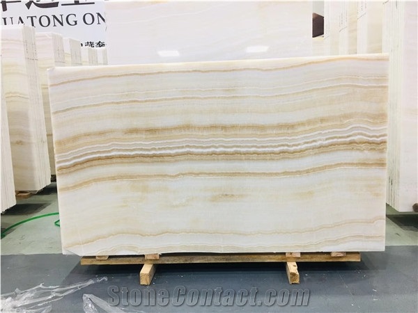 Straight Grain White Onyx Marble Tile Slab Stone