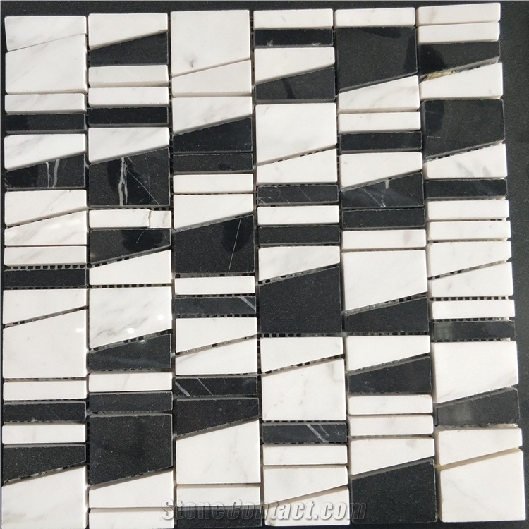 Black and White Marble Mosaic Floor Tile for Wall
