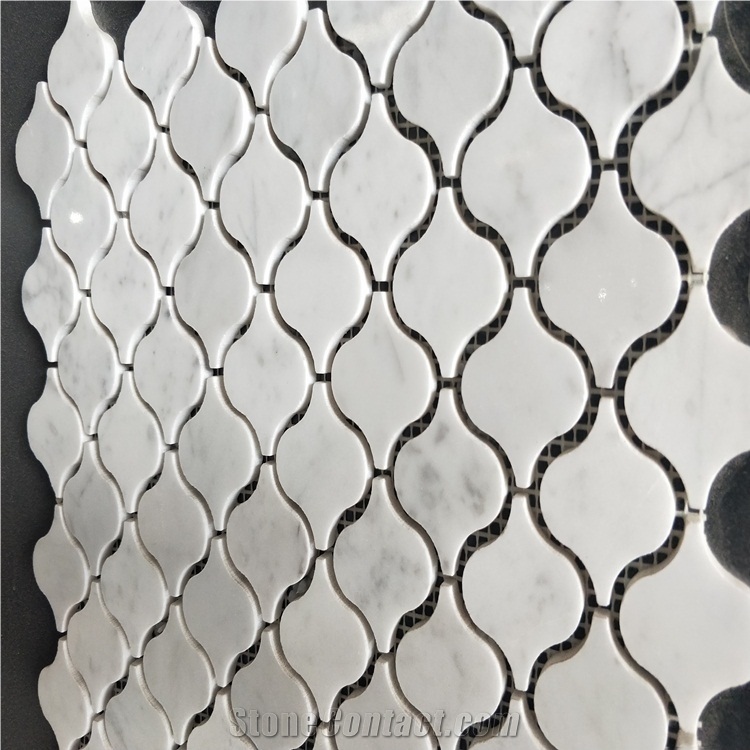 Carrara White Marble Lantern Shape Mosaic Tiles
