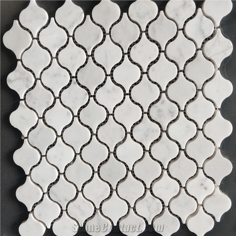 Carrara White Marble Lantern Shape Mosaic Tiles
