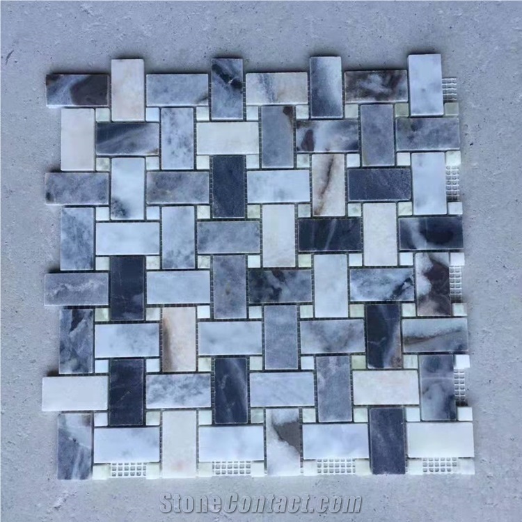 Dark Blue Marble Varied Pattern Mosaic 24x24 Tiles