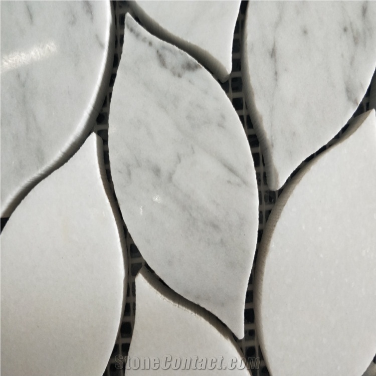 Leaf Shape White Marble Mosaic Flooring Tiles