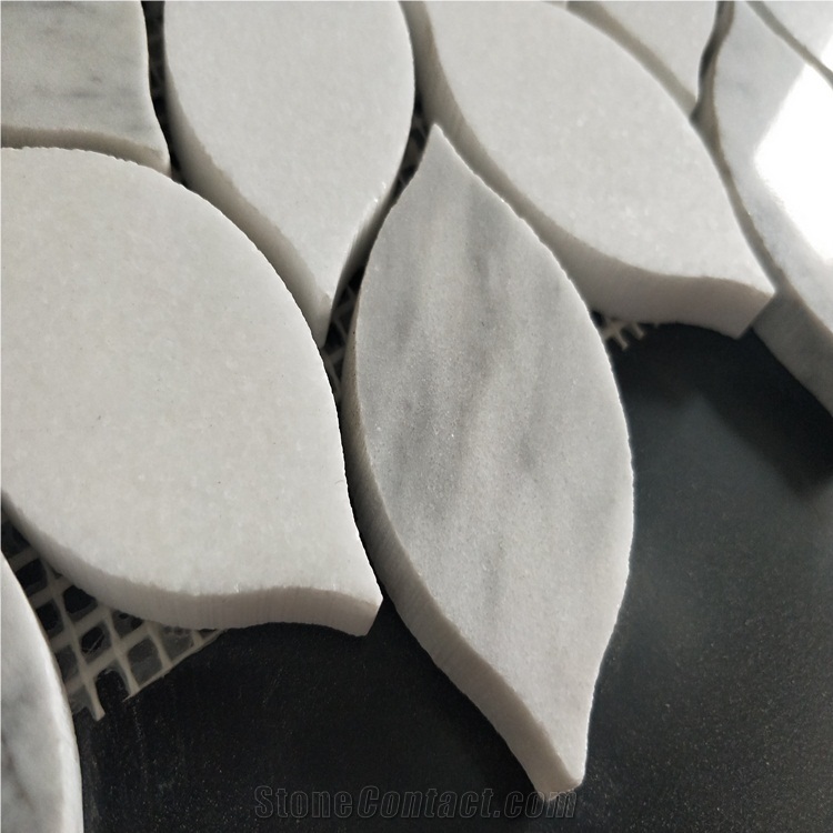 Leaf Shape White Marble Mosaic Flooring Tiles