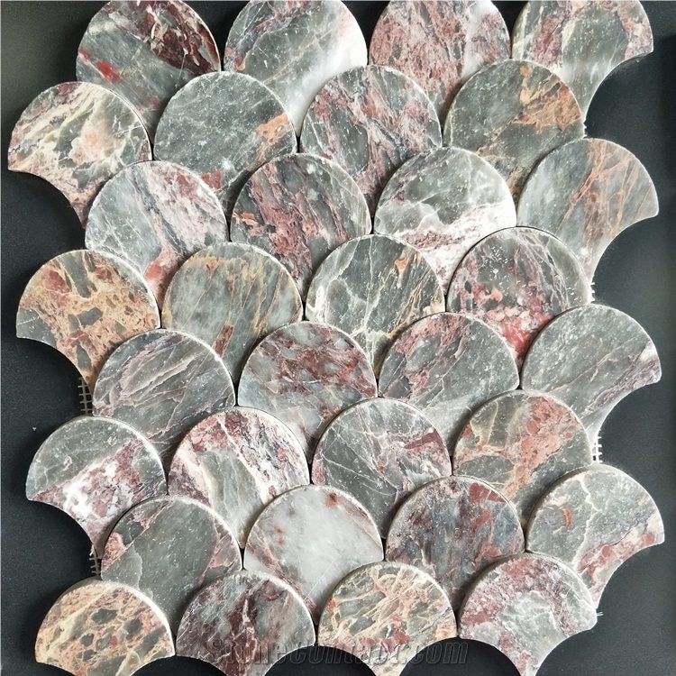 New Product Green Fish Scale Marble Mosaic Tile