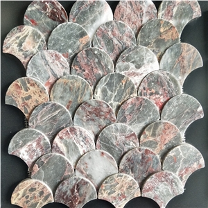 New Product Green Fish Scale Marble Mosaic Tile