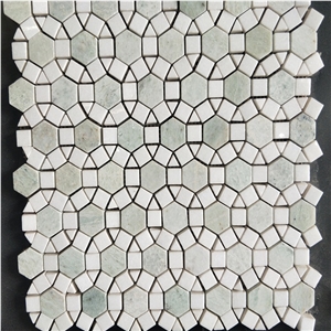 Round Mixed Color Shaped Stone Mosaic Tiles