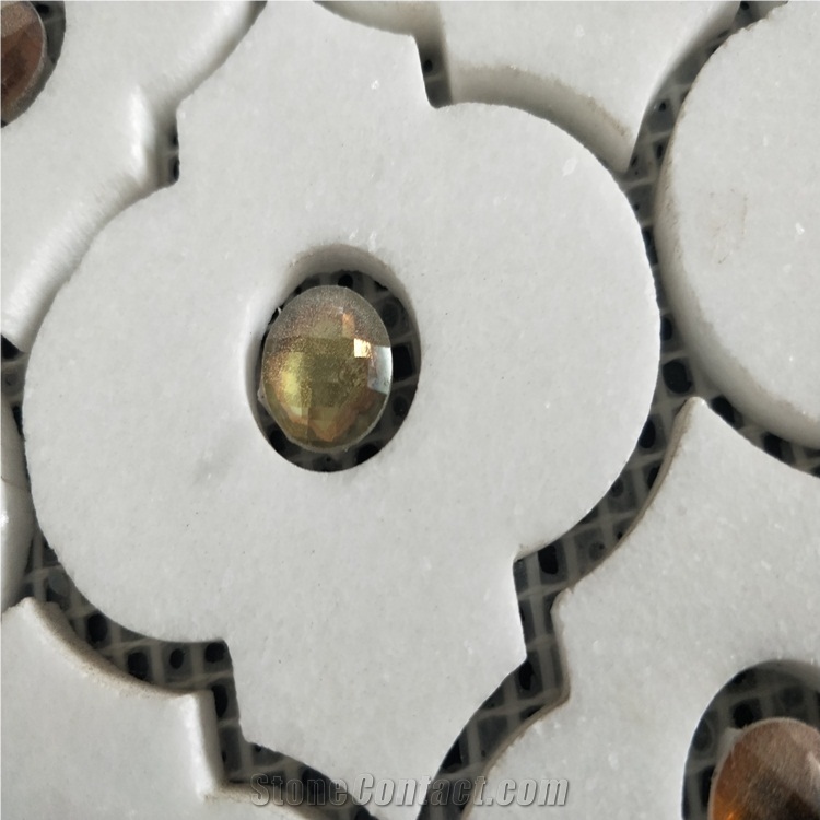 White Marble Herring Bones Shaped Mosaic Tile