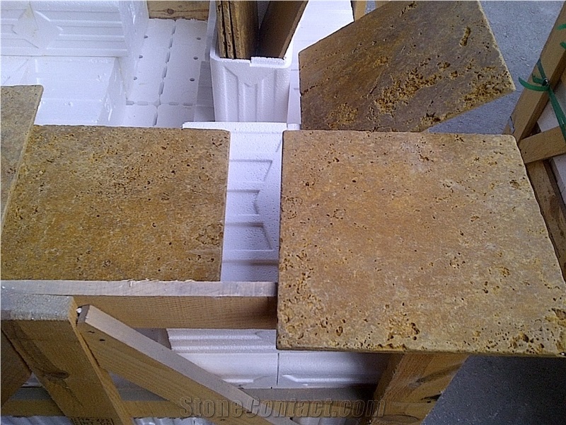 Yellow Travertine Tiles Unfilled