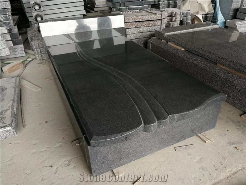 Polished Absolute Black Granite Headstone Design