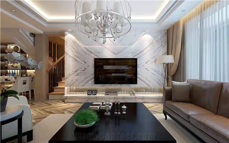 Bookmatched Grey Marble Background Wall Slab