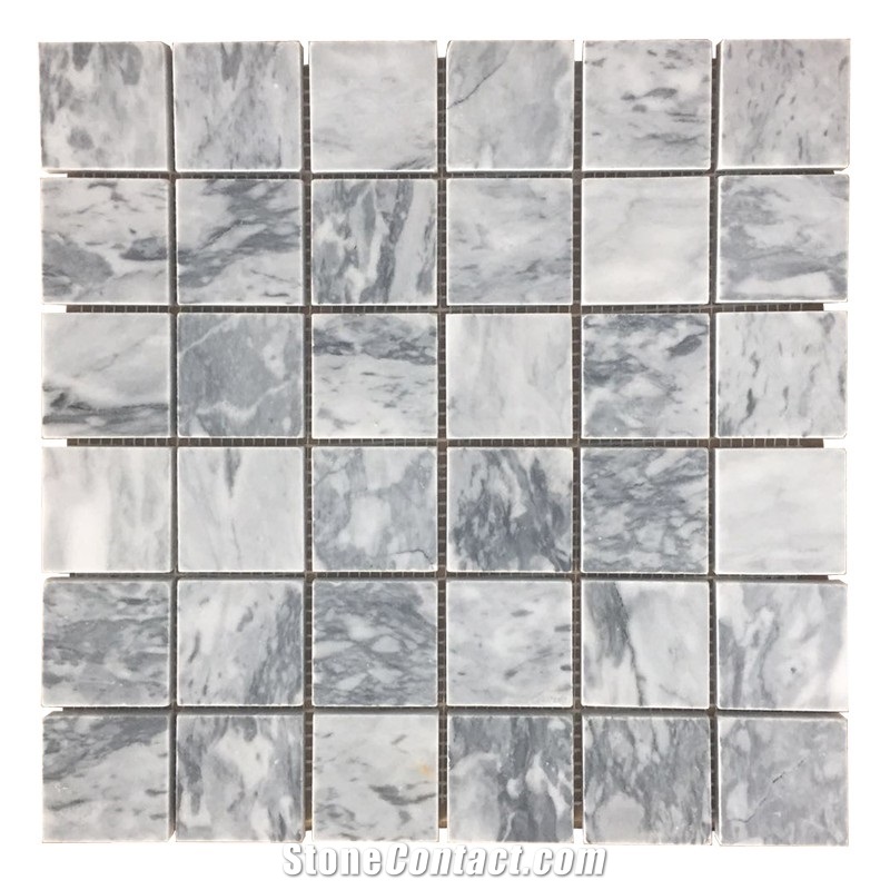 Grey Marble Square Mosaic Marmol Cuadrado Gris