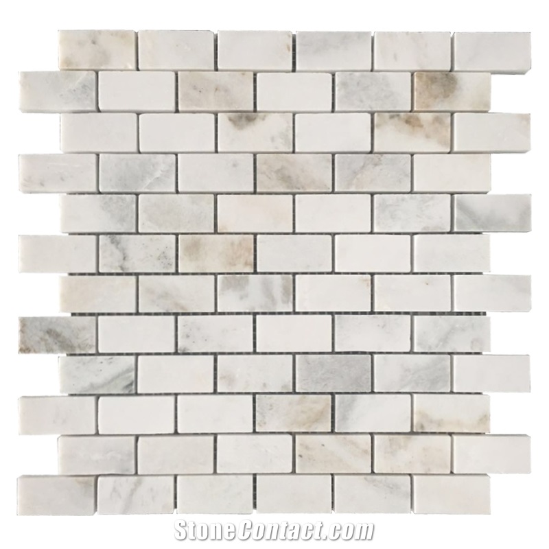 North Pearl 1x2inch Brick White Marble Mosaic