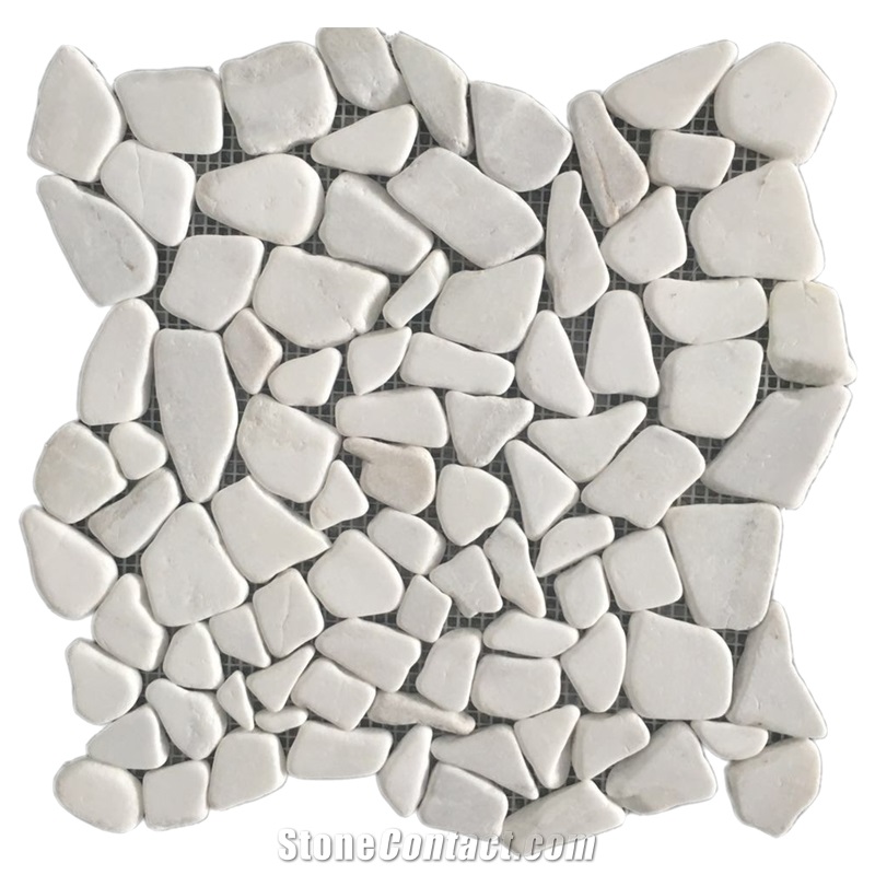 North Pearl China Tumbled White Marble Mosaic Dots