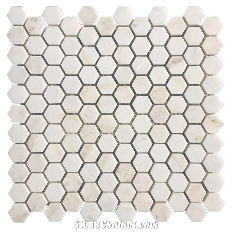 North Pearl White 1inch Hexagon Marble Mosaic
