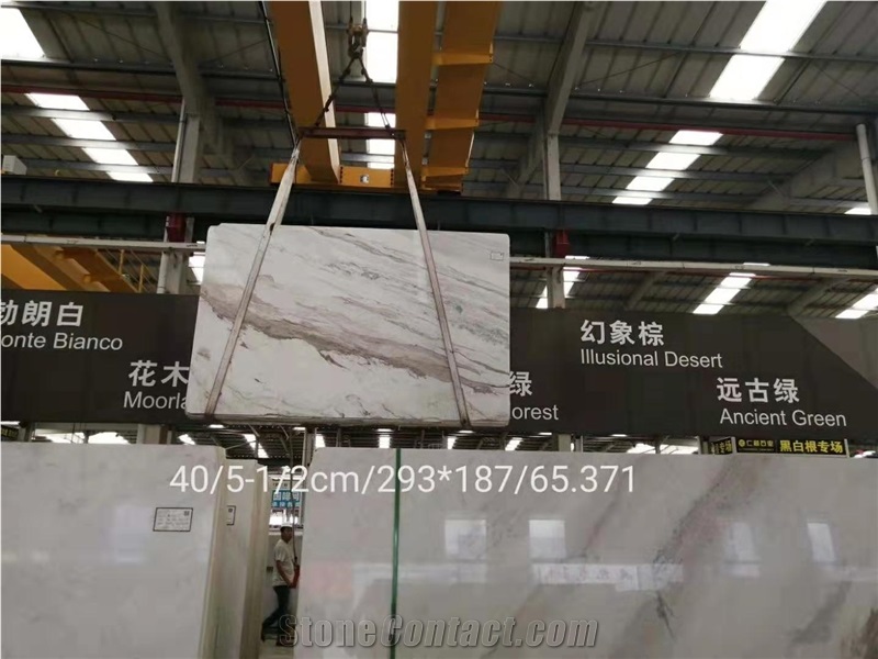 North Pearl White Mable Slab Wide Brown Veins