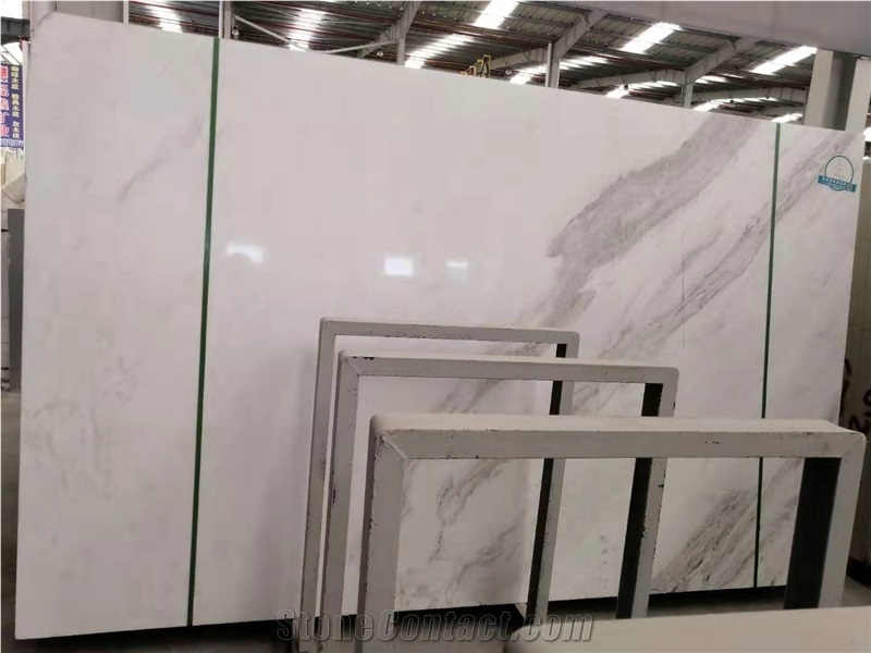 North Pearl White Marble Slab Wall Application