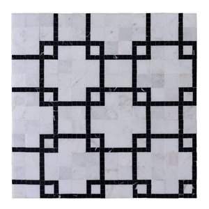 Stacked Block Marble Mosaic Negro Black Marquina