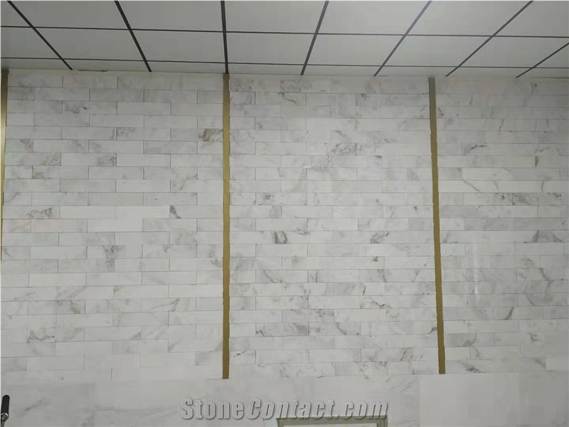Subway Brick White Marble Mosaic Bathroom Wall