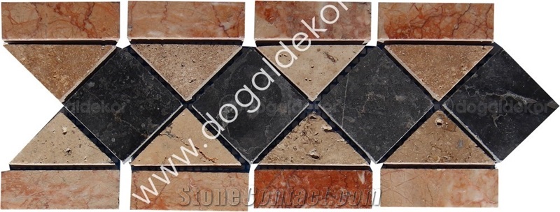 Black Marble and Beige Marble Mosaic Border