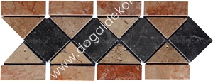 Black Marble and Beige Marble Mosaic Border
