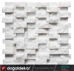 White Marble Split Face Mosaic Wall Tile