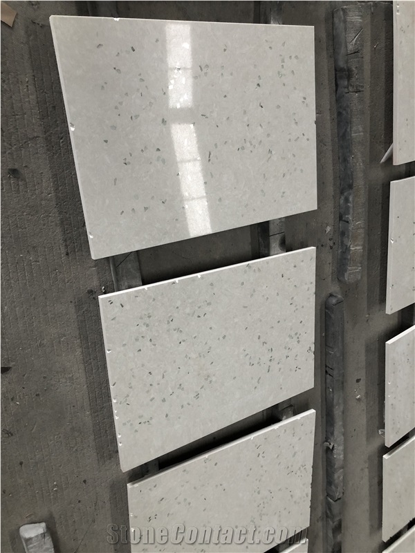 White Crushed Glass Quartz Alternative Countertop