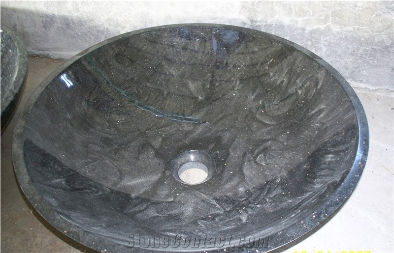 Black Granite Round Bathroom Basins or Sinks