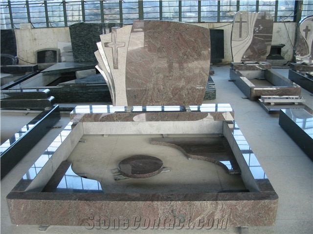 European Gravestone, Brown Granite Tombstone