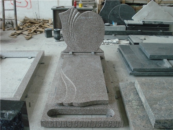 European Gravestone, Red Granite Tombstone