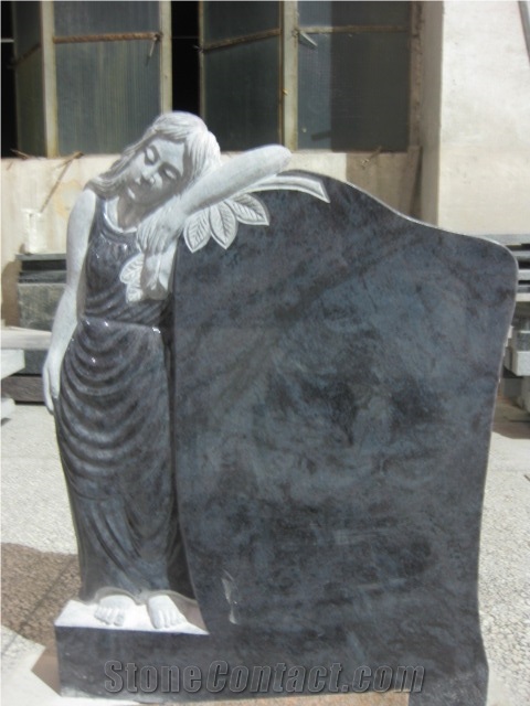 Grey Granite Polished Tombstones Gravestones