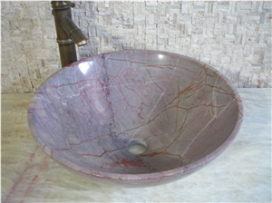 Kitchen Red Marble Wash Basin Bathroom Stone