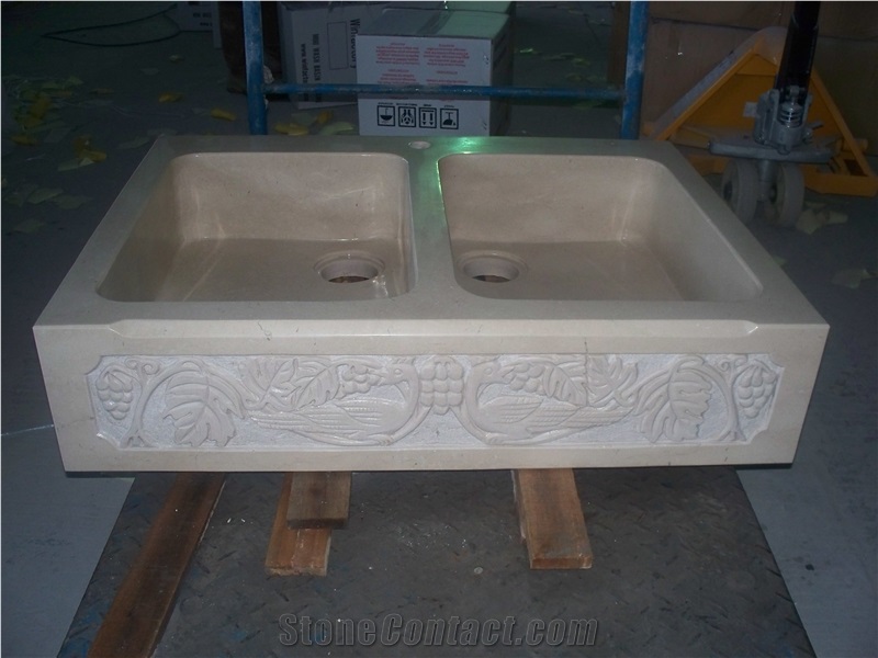 Luxury Begie Natural Stone Sinks and Basins