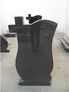 Single Western Style Black Granite Tombstones