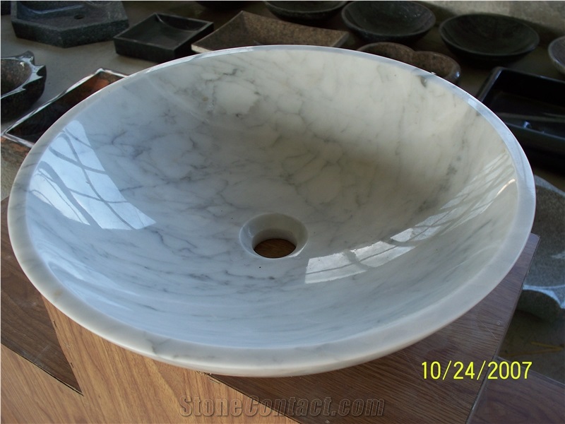 White Marble Round Bathroom Basins or Sinks