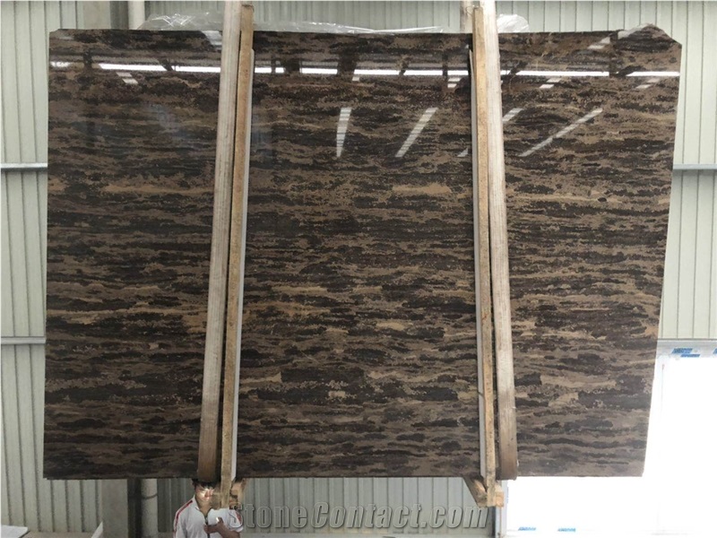 Chinese Coffee Brown Tiny Gold Coast Marble Slabs