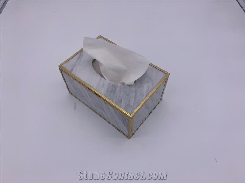 White Color Marble Tissue Box Accessories