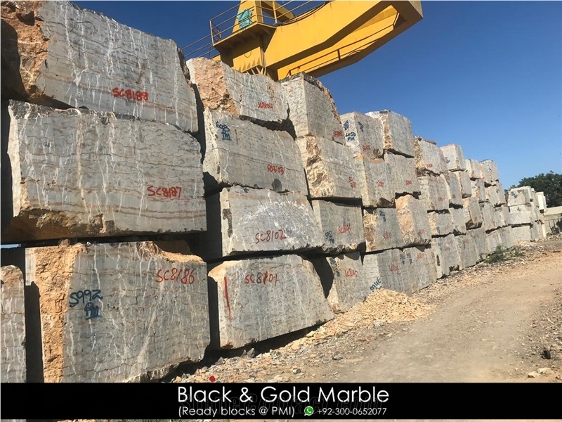 Black & Gold Marble Blocks (Portoro Marble)