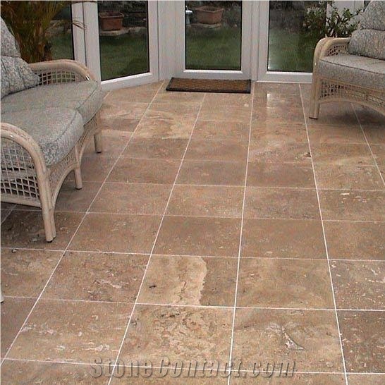 Noce Travertine Tiles and Franch Pattern