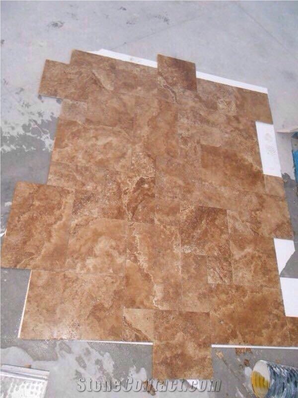 Noce Travertine Tiles and Franch Pattern