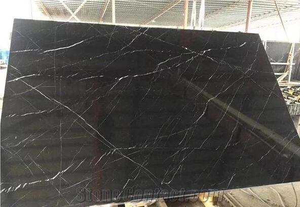 Nero Marquina Black Marble Slab Tile Floor Wall