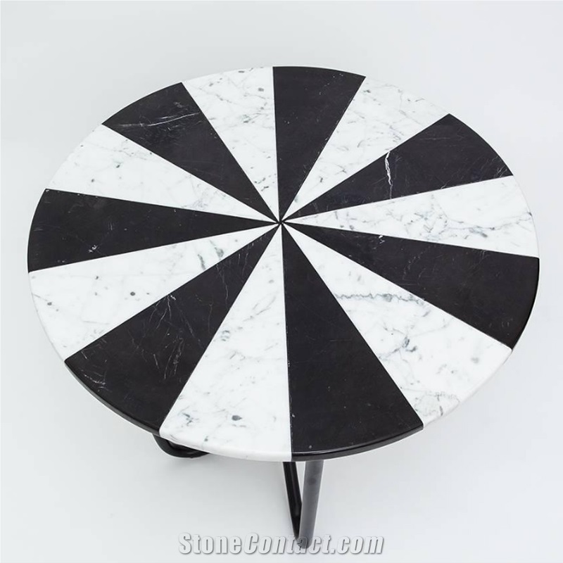 Black Asnd White Marble Side Table