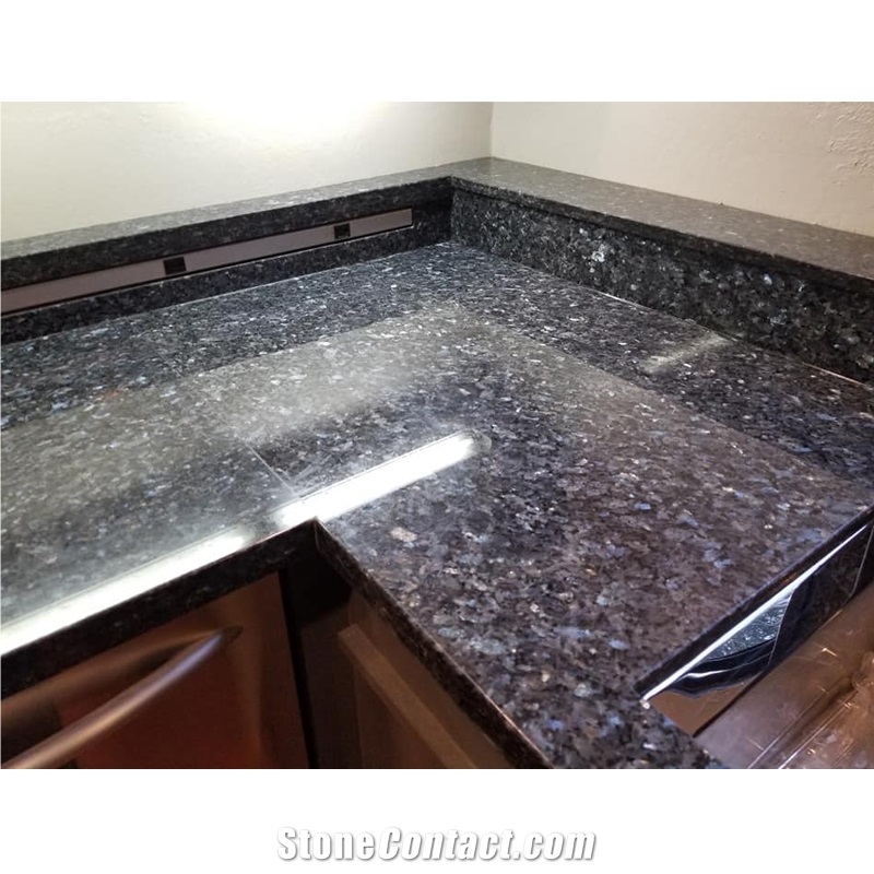 Fabricated Blue Pearl Granite Kitchen Tops