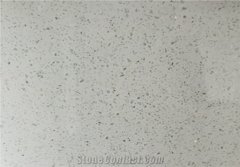Sparkle White Artificial Quartz Stone Slabs- Galaxy White Quartz