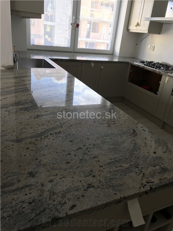 Kashmir White Blue Granite Kitchen Countertop