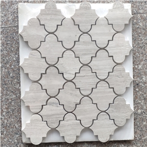 Different Shape White Wood Mosaic
