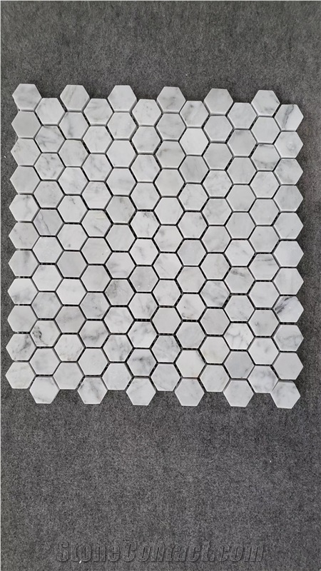 Hexagon Carrara White Mosaic